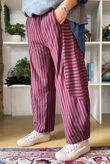 Sunday Morning 7/8 Barrel Pant Grey & Burgundy